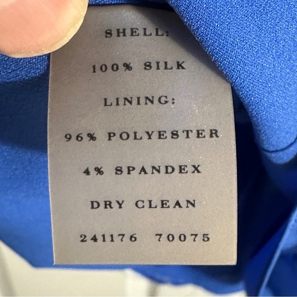 Ann Taylor Petite size 0P 100% silk layered dress, blue/cream, flowy, feminine - Picture 7 of 10